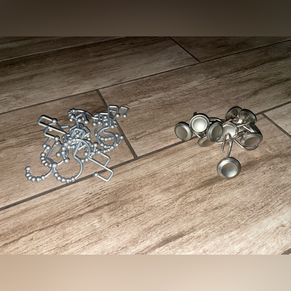 Set of 2 Silver Metal Shower Curtain Hooks